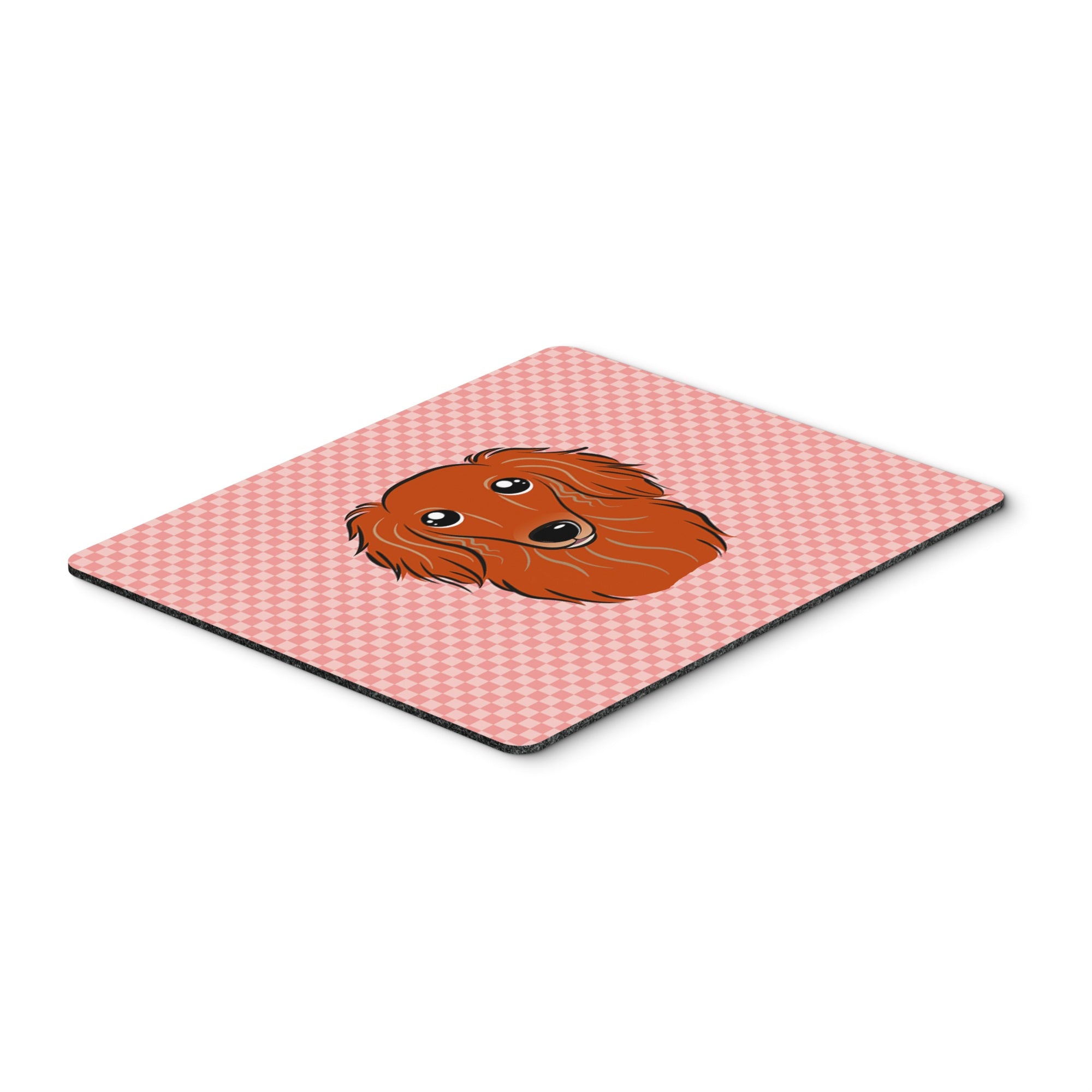 Caroline'S Treasures Checkerboard Pink Longhair Red Dachshund Mouse Pad/Hot Pad/Trivet (Bb1214Mp)