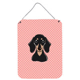 Caroline'S Treasures Checkerboard Pink Smooth Black And Tan Dachshund Wall Or Door Hanging Prints, 16 X 12