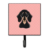 Caroline'S Treasures Bb1215Sh4 Checkerboard Pink Smooth Black And Tan Dachshund Leash Or Key Holder, Small, Multicolor