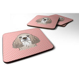 Caroline'S Treasures Bb1216Fc Checkerboard Pink Cocker Spaniel Foam Coaster (Set Of 4), 3.5 H X 3.5 W, Multicolor