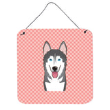 Caroline'S Treasures Checkerboard Pink Alaskan Malamute Wall Or Door Hanging Prints, 6 X 6