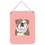 Caroline'S Treasures Checkerboard Pink English Bulldog Wall Or Door Hanging Prints, 16 X 12