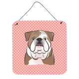 Caroline'S Treasures Checkerboard Pink English Bulldog Wall Or Door Hanging Prints, 6 X 6
