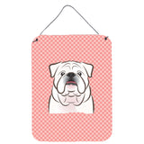 Caroline'S Treasures Checkerboard Pink White English Bulldog Wall Or Door Hanging Prints, 16 X 12
