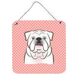 Caroline'S Treasures Checkerboard Pink White English Bulldog Wall Or Door Hanging Prints, 6 X 6