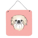 Caroline'S Treasures Checkerboard Pink Pekingese Wall Or Door Hanging Prints, 6 X 6