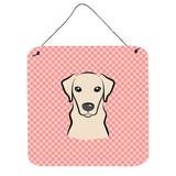 Caroline'S Treasures Checkerboard Pink Yellow Labrador Wall Or Door Hanging Prints, 6 X 6