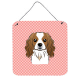 Caroline'S Treasures Checkerboard Pink Cavalier Spaniel Wall Or Door Hanging Prints, 6 X 6