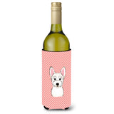 Checkerboard Pink Westie Wine Bottle Beverage Insulator Hugger Bb1226Literk