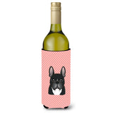 Checkerboard Pink French Bulldog Wine Bottle Beverage Insulator Hugger Bb1227Literk