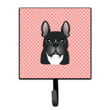 Caroline'S Treasures Bb1227Sh4 Checkerboard Pink French Bulldog Leash Or Key Holder, Small, Multicolor