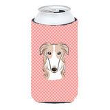 Checkerboard Pink Borzoi Tall Boy Beverage Insulator Hugger Bb1228Tbc