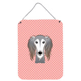 Caroline'S Treasures Checkerboard Pink Saluki Wall Or Door Hanging Prints, 16 X 12