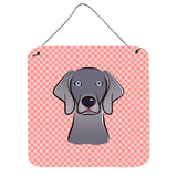 Caroline'S Treasures Bb1231Ds66 Checkerboard Blue Weimaraner Wall Or Door Hanging Prints, 6 X 6