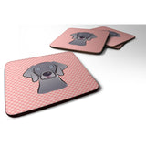 Caroline'S Treasures Bb1231Fc Checkerboard Blue Weimaraner Foam Coaster (Set Of 4), 3.5 H X 3.5 W, Multicolor