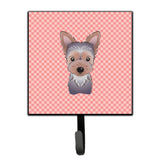 Caroline'S Treasures Bb1232Sh4 Checkerboard Pink Yorkie Puppy Leash Or Key Holder, Small, Multicolor