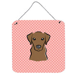 Caroline'S Treasures Checkerboard Pink Chocolate Labrador Wall Or Door Hanging Prints, 6 X 6