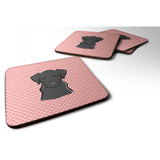 Caroline'S Treasures Bb1235Fc Checkerboard Pink Black Labrador Foam Coaster (Set Of 4), 3.5 H X 3.5 W, Multicolor