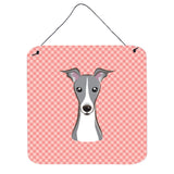 Caroline'S Treasures Checkerboard Pink Italian Greyhound Wall Or Door Hanging Prints, 6 X 6