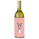 Checkerboard Pink Italian Greyhound Wine Bottle Beverage Insulator Hugger Bb1236Literk