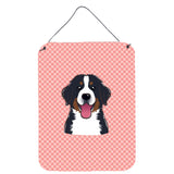Caroline'S Treasures Checkerboard Pink Bernese Mountain Dog Wall Or Door Hanging Prints, 16 X 12