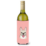 Checkerboard Pink French Bulldog Wine Bottle Beverage Insulator Hugger Bb1238Literk
