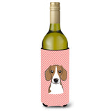 Checkerboard Pink Beagle Wine Bottle Beverage Insulator Hugger Bb1239Literk