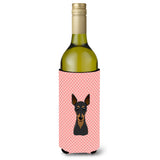 Checkerboard Pink Min Pin Wine Bottle Beverage Insulator Hugger Bb1240Literk
