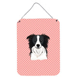 Caroline'S Treasures Checkerboard Pink Border Collie Wall Or Door Hanging Prints, 16 X 12