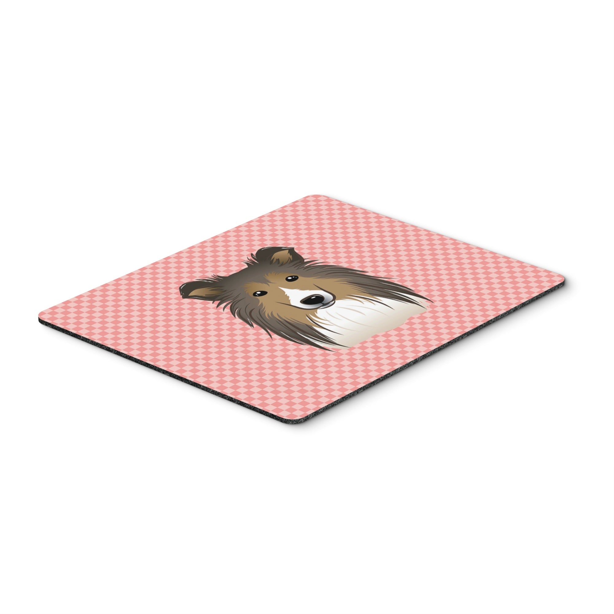 Caroline'S Treasures Checkerboard Pink Sheltie Mouse Pad/Hot Pad/Trivet (Bb1242Mp)