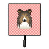 Caroline'S Treasures Bb1242Sh4 Checkerboard Pink Sheltie Leash Or Key Holder, Small, Multicolor