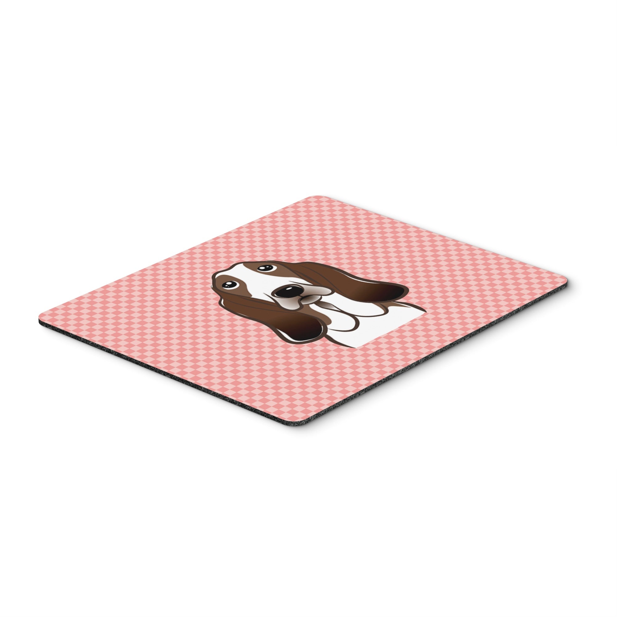 Caroline'S Treasures Checkerboard Pink Basset Hound Mouse Pad/Hot Pad/Trivet (Bb1243Mp)