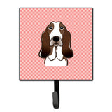 Caroline'S Treasures Bb1243Sh4 Checkerboard Pink Basset Hound Leash Or Key Holder, Small, Multicolor