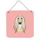 Caroline'S Treasures Checkerboard Pink Afghan Hound Wall Or Door Hanging Prints, 6 X 6
