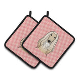 Caroline'S Treasures Checkerboard Pink Afghan Hound Pair Of Pot Holders Bb1244Pthd, 7.5Hx7.5W, Multicolor