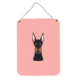 Caroline'S Treasures Checkerboard Pink Doberman Wall Or Door Hanging Prints, 16 X 12