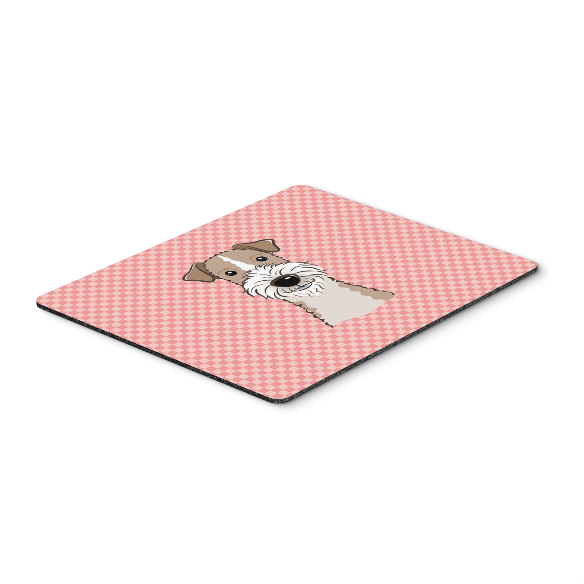 Caroline'S Treasures Checkerboard Pink Wire Haired Fox Terrier Mouse Pad/Hot Pad/Trivet (Bb1247Mp)