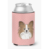 Checkerboard Pink Papillon Can Or Bottle Hugger Bb1248Cc