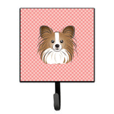 Caroline'S Treasures Bb1248Sh4 Checkerboard Pink Papillion Leash Or Key Holder, Small, Multicolor
