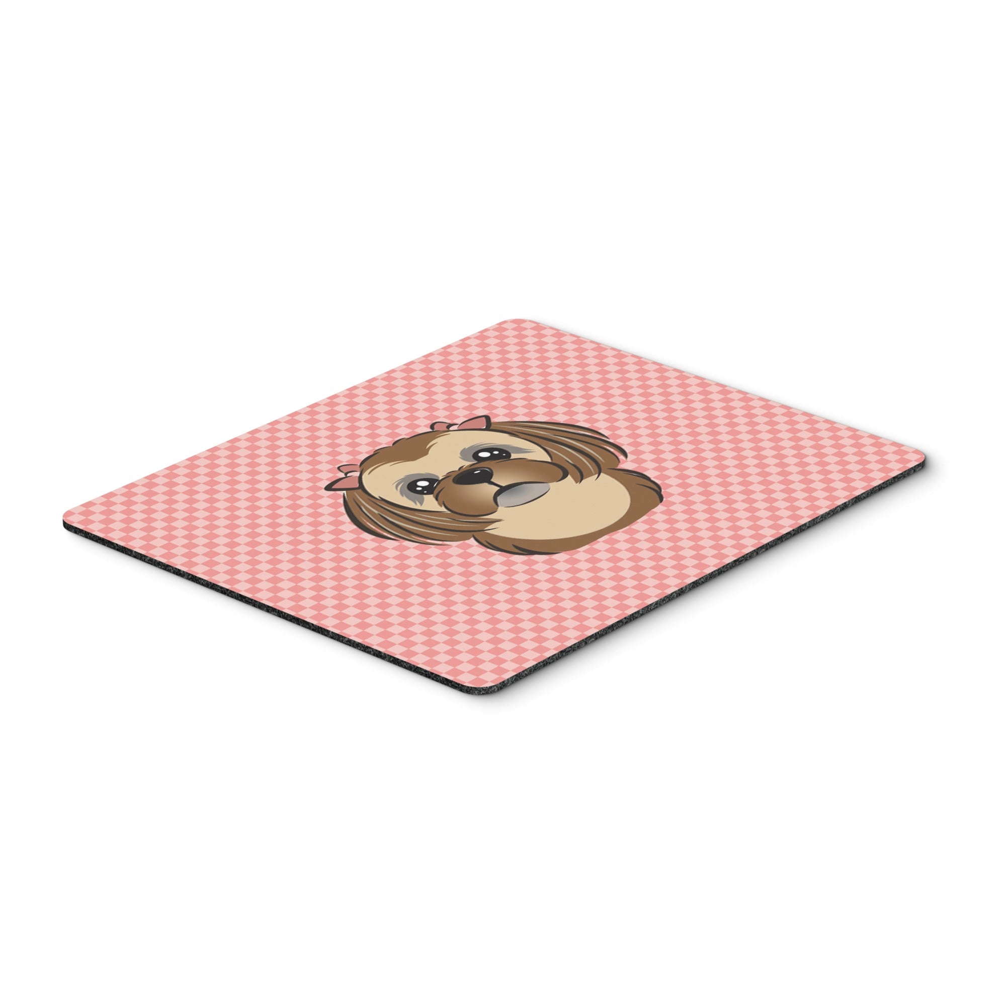 Caroline'S Treasures Checkerboard Pink Chocolate Brown Shih Tzu Mouse Pad/Hot Pad/Trivet (Bb1249Mp)
