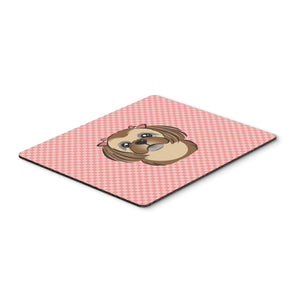 Caroline'S Treasures Checkerboard Pink Chocolate Brown Shih Tzu Mouse Pad/Hot Pad/Trivet (Bb1249Mp)