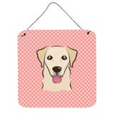 Caroline'S Treasures Bb1252Ds66 Checkerboard Pink Golden Retriever Wall Or Door Hanging Prints, 6 X 6