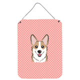 Caroline'S Treasures Bb1253Ds1216 Checkerboard Pink Corgi Wall Or Door Hanging Prints, 16 X 12