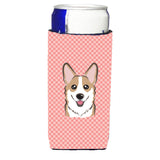 Checkerboard Pink Corgi Ultra Beverage Insulators For Slim Cans Bb1253Muk