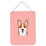 Caroline'S Treasures Bb1254Ds1216 Checkerboard Pink Corgi Wall Or Door Hanging Prints, 16 X 12