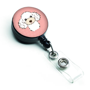 Caroline'S Treasures Checkerboard Pink White Poodle Retractable Badge Reel, Multicolor (Bb1257Br)