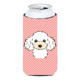 Checkerboard Pink White Poodle Tall Boy Beverage Insulator Hugger Bb1257Tbc