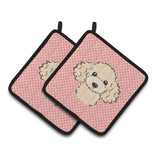 Caroline'S Treasures Checkerboard Pink Buff Poodle Pair Of Pot Holders Bb1258Pthd, 7.5Hx7.5W, Multicolor