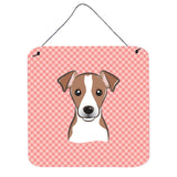 Caroline'S Treasures Bb1260Ds66 Checkerboard Pink Jack Russell Terrier Wall Or Door Hanging Prints, 6 X 6