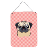 Caroline'S Treasures Checkerboard Pink Fawn Pug Wall Or Door Hanging Prints, 16 X 12